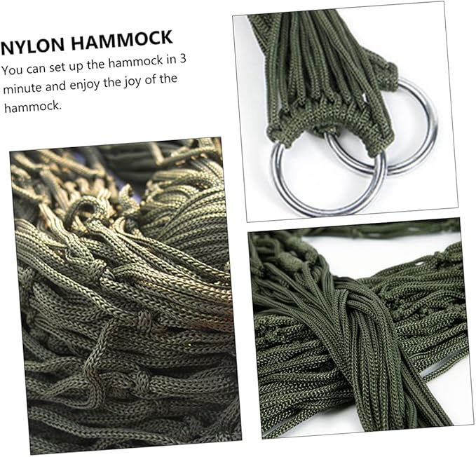 2pcs Lightweight Nylon Rope Hammocks for Outdoor Leisure Portable Camping Swing Beds in Blue for Travel Hiking and Relaxation