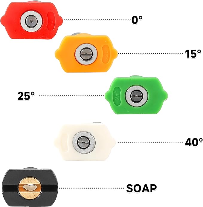 Tool Daily Pressure Washer Tips, 65 Degree Black Power Washer Soap Nozzles 7 Pack with Nozzle Holder, 1/4 Inch Quick Connect, 4000 PSI
