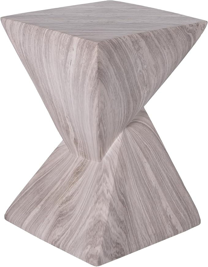 Christopher Knight Home 18.5 Inch Modern Outdoor Faux Concrete Side Table, Patio End Table with Sculptural Fluted Geometric Design, Accent Table for Garden Balcony Poolside