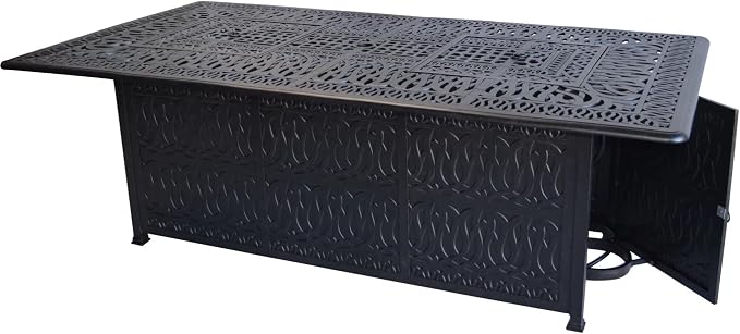 Elizabeth Outdoor Cast Aluminum Powder Coated Double Burner Dining Table - Antique Bronze