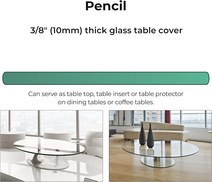 18 Inch Round Clear Tempered Glass Table Top with 3/8" Thick Pencil Polished Edges for Dining, Coffee Table, or Office Use by Fab Glass and Mirror
