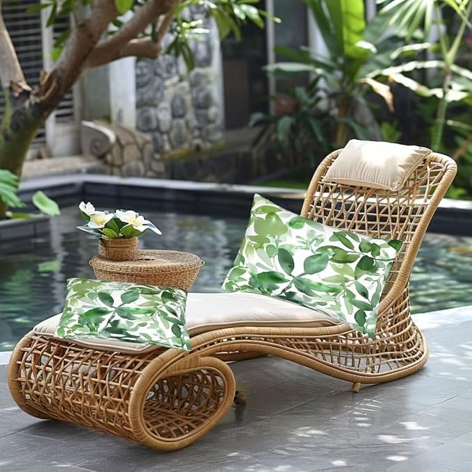 Outdoor Pillows Waterproof Set of 2 Outdoor Pillow Covers 24x32 Inch, Green Throw Pillows Plant Pillow Covers, Summer Garden Decorative Pillows Outdoor Pillows for Patio Furniture Car Home Decor-hs111