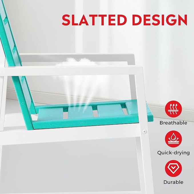 Costaelm Stinson HDPE Plastic Outdoor Patio Dining Arm Chair, Turquoise