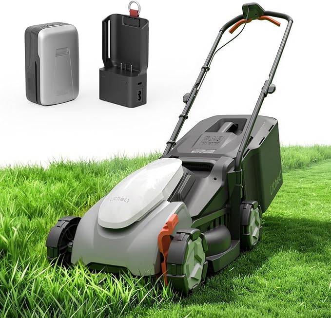 Litheli 14 Inch Cordless Lawn Mower, 5 Heights Adjustment, U20 Series 20V Electric Lawn Mowers for Garden, Yard and Farm, Light-Weight with Brushless Motor, 5.0Ah Portable Battery Included