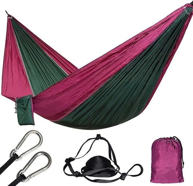 Hammocks for Camping 2 Person, Portable Hammock Foldable, Double Hammock Swing Chair for Adults, Hammock with Chains and Hooks, for Travel Patio Garden