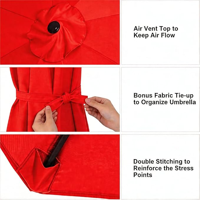11FT Cantilever Patio Umbrella Replacement Canopy Outdoor Large Round 8 Ribs Length 64" to 66" (Canopy Only) Waterproof & UV