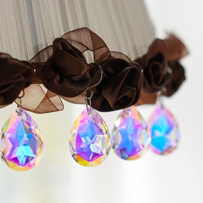 10 Pcs 38mm AB Color Crystal Teardrop Suncatcher Chandelier Prisms Decor | Crystal Teardrop Suncatcher Pendants AB Color 38mm for Chandelier Window Garden Wedding Party Decor Accent