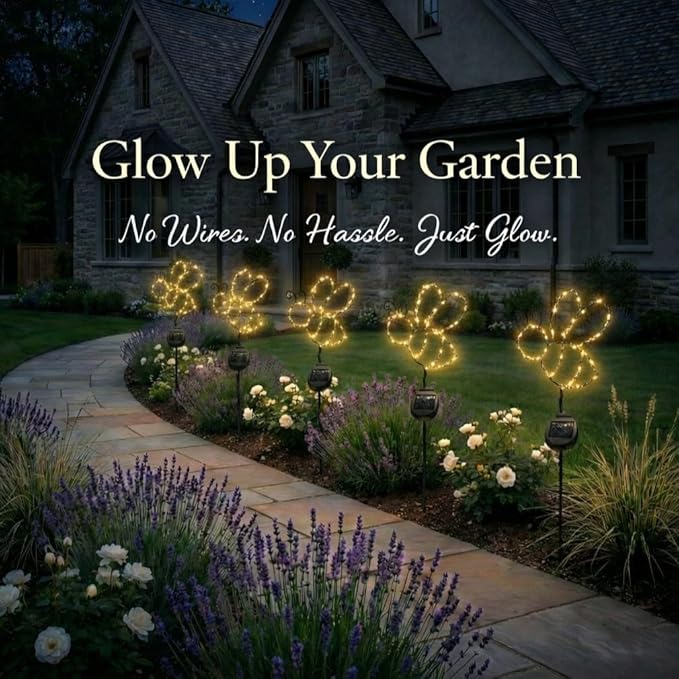 Touch Of ECO Outdoor Solar Powered LED Decorative Garden Stake Light - 2 Pack Warm White Bee Design - Great Decor for Yard, Patio, Lawn, Planter-Makes a Great Gift