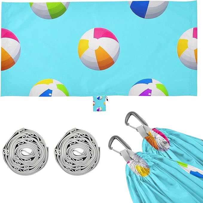 Blue Beach Ball Summer 330lb Capacity Camping Hammock with Tree Straps Backyard Hammock for Patio Backyard Lounge Base hamaca con Base para adultos
