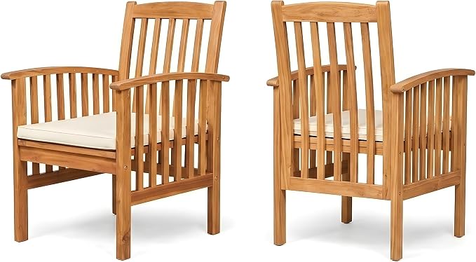 VilroCaz 7 Pieces Acacia Wood Outdoor Dining Set, All-Weather Extendable Table Large Table and 6 Armchairs for Lawn Backyard Garden Deck Poolside (Teak-)
