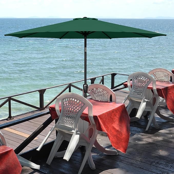 YSSOA 7.5' Patio Umbrella Outdoor Table Market Yard Umbrella with 6 Sturdy Ribs, Green