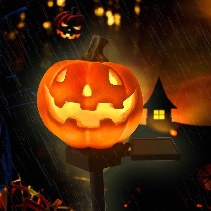 QH & Garden Pumpkin Solar Light - LED Waterproof Pumpkin Light for Garden, Balcony, Yard, Lawn, Pathway, Walkway - Garden Solar Powered Outdoor Decor,Stunning Halloween Decorations