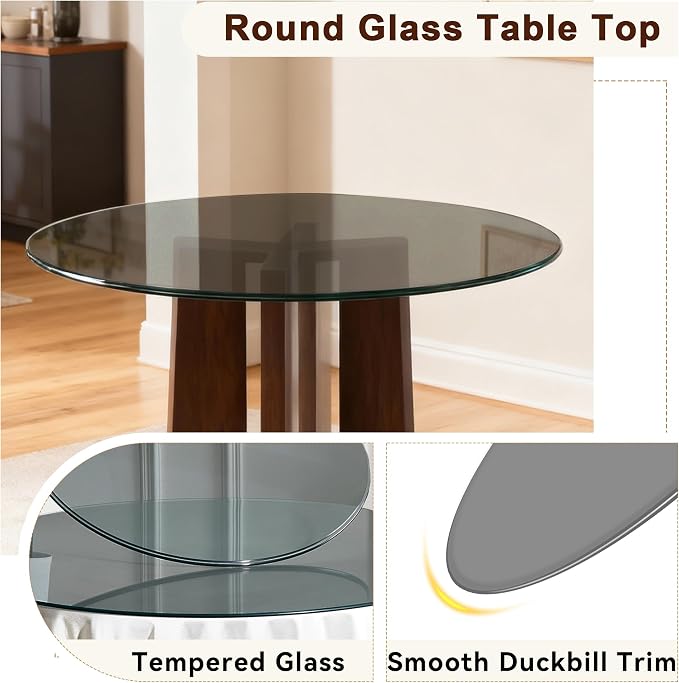 18" Tempered Glass Table Top Round Gray Table Surface 1/4'' Thick Pencil Polished Edge Multipurpose for Dining, Coffee, Restaurant and End Table (18 inch-Gray)