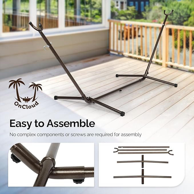 ONCLOUD 550 LBS Capacity Hammock Stand with Portable Carrying Bag, Heavy Duty 2-Person Hammock Frame for Outdoors & Indoors-Black (Antique Finish)
