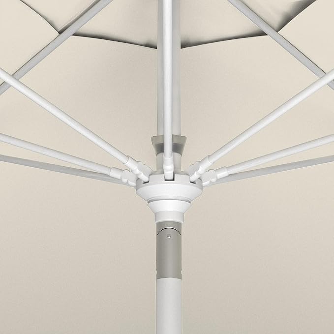 California Umbrella 11Ft Sunbrella Patio Umbrella, Fiberglass Ribs, Hand-Crank, Tilt-Collar, White Frame, Canvas Fabric