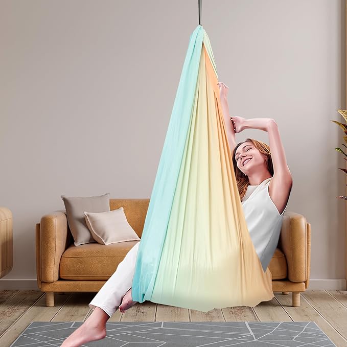 Sensory Swing, Double Layer Kids Sensory Swing Holds up to 200lbs, Comfortable Indoor Sensory Swing, Stretch Resistant Swing Hammock for Children Adults Indoor Outdoor Use