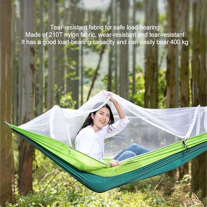 Camping Hammock, Camping Hammock with Mosquito Net - Ultra Lightweight & Durable Outdoor Travel Hammock for Camping Hiking Backpacking(Green)