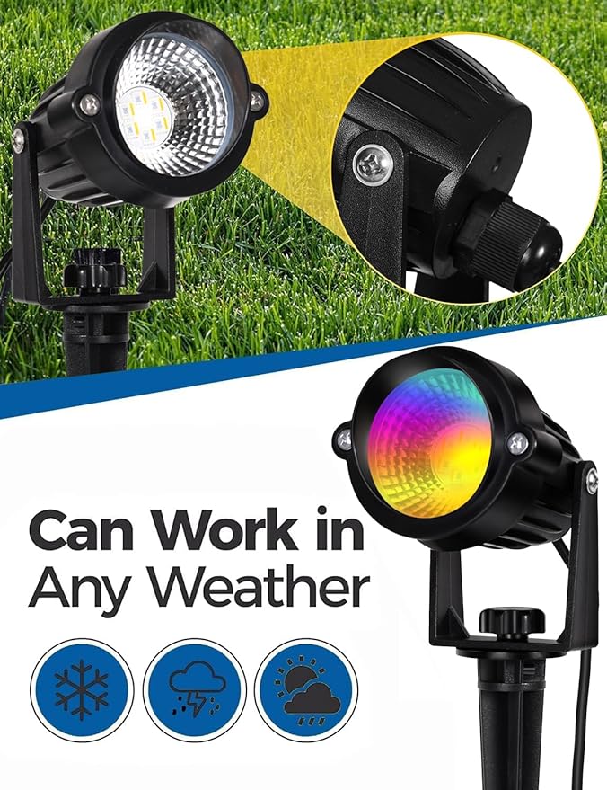 12W RGB Color Changing Landscape Lights Low Voltage LED Landscape Lighting Remote Control Spotlight Waterproof Garden Pathway Christmas Decorative Lights Outdoor, 20 Pack with Connector