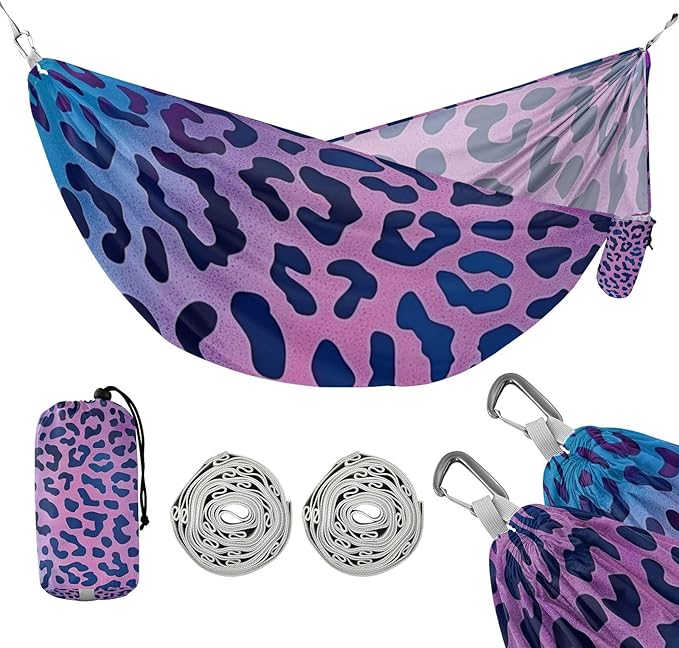 Leopard Print Pattern 330lb Capacity Outdoor Hammocks with Portabl Carry Bag Hanging Hammock for Patio Backyard Lounge Base hamaca para adultos