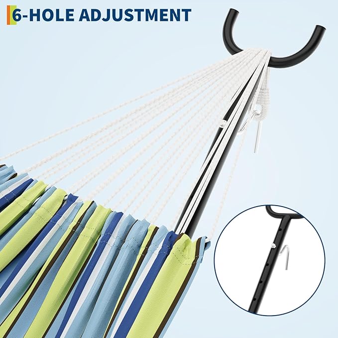 Double Hammock,Outdoor Portable Hammocks, Heavy Duty Hammock with Space Saving Steel Stand Included and Carry Bag, 450lb Capacity Standing Hammocks for Outside Garden Yard