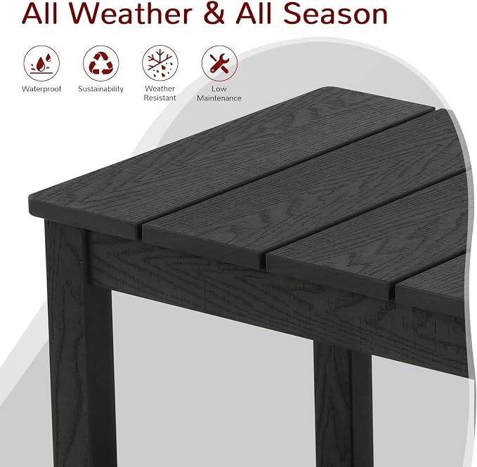 Stoog HIPS Outdoor Side Table with 2-Tier Storage, All-Weather Black End Table, Easy to Clean & Maintain, for Patio, Deck, Garden