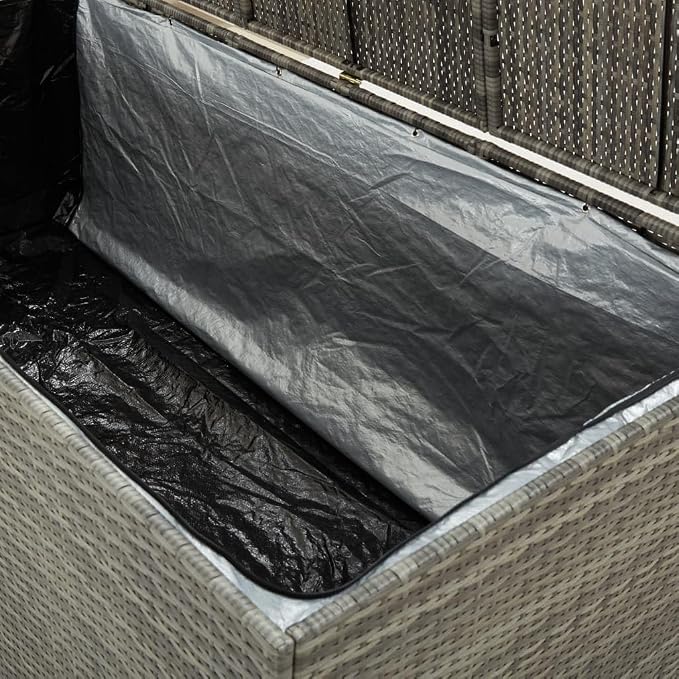 Patio Storage Box Poly Rattan 70.9"x35.4"x29.5" Gray Patio Garden Outdoor Storage Container, Furniture Deck Box (Weight:56.88 lbs) -AA