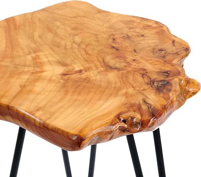 Natural Cedar Live Edge Side Table 18" x 15" x 21" Vintage Wooden Slab Coffee Tables Outdoor Solid Rustic Wood Accent Plant Stand End Tables for Living Room Patio Bedroom