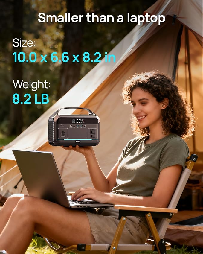 Portable Power Station 600W Surge, 288Wh Solar Generator, LiFeP04 Battery with 300W AC Outlets, Power Bank for Outdoor Camping, CPAP, Traveling, Home & Emergency
