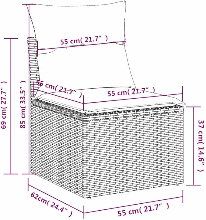 vidaXL Patio Sofa Set with Cushions 13 Piece, Outdoor Conversation Set, Sectional Sofa for Balcony Garden, Patio Furniture, Gray Poly Rattan