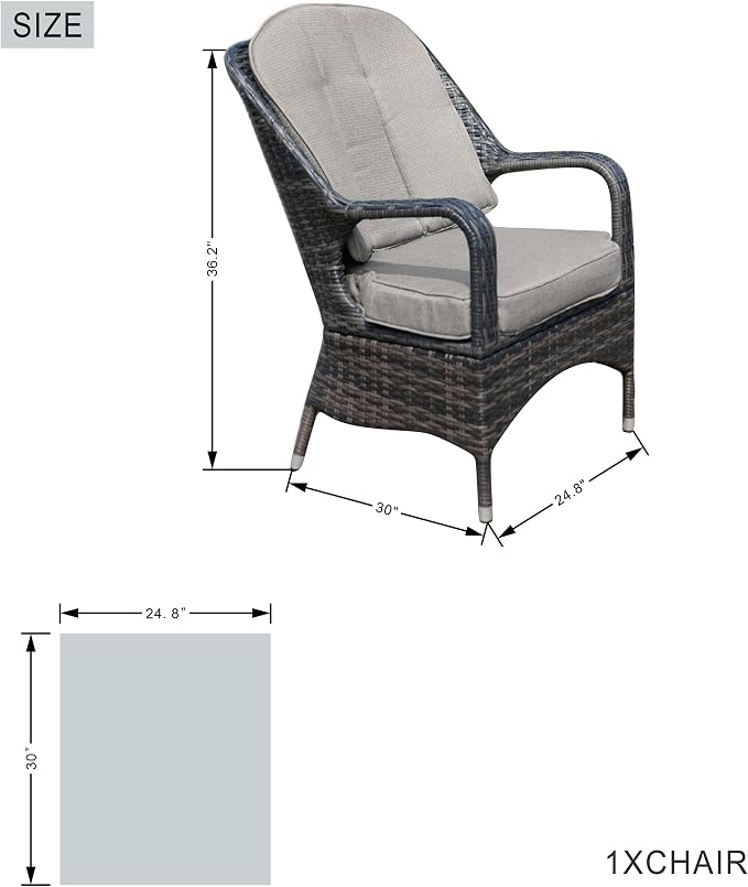 Patio 5-Pieces Brown Aluminum Outdoor Wicker Square Dining Table Set