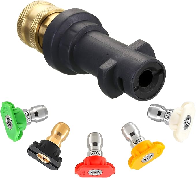 M MINGLE Pressure Washer Gun Adapter with 5 Spray Nozzles, to 1/4'' Quick Connect Fitting