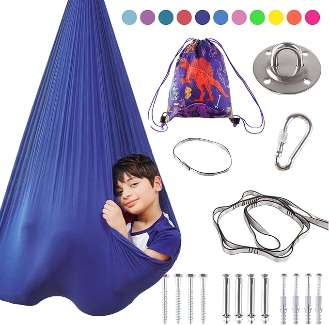 Indoor Therapy Sensory Swing for Kids, Special Needs Joy Cuddle Ceiling Snuggle Swings, Outdoor Room Adjustable Fabric Hammock for Children Child Teens Autism, ADHD, Aspergers, Sensory Integration