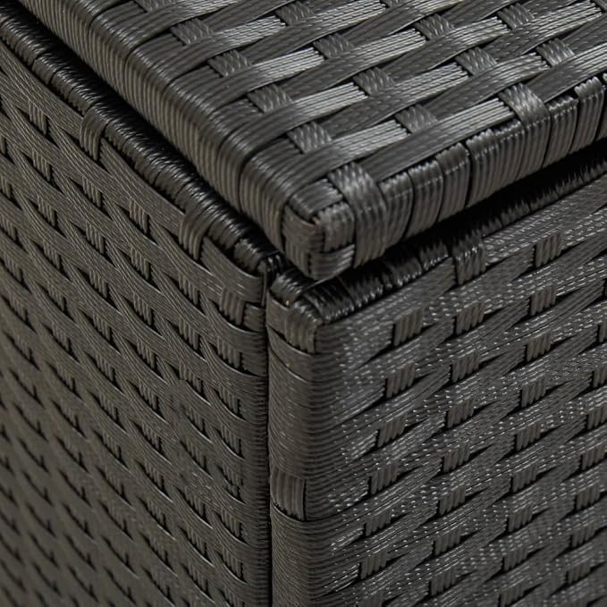 Patio Storage Box Outdoor Deck Box 39.3"x19.6"x19.6" Black Poly Rattan with PE Liner, Gas Lift & Elevated Feet for Garden Pool Toys Furniture Cushions