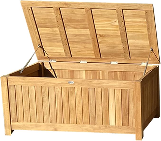 Royal Teak Collection Teak Storage Box with Ventilated Sides (STBXXL), Outdoor Storage Chest, Patio Box with Lid, Premium Kiln-Dried Solid Teak Wooden Chest, XXL Size