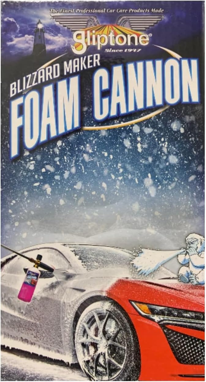 Gliptone Blizzard Maker Foam Cannon, Professional Quality Foam Sprayer for Pressure Washers, Adjustable Spray Pattern & Dilution, 32oz Bottle, Max 2000 PSI for Thick Clinging Foam
