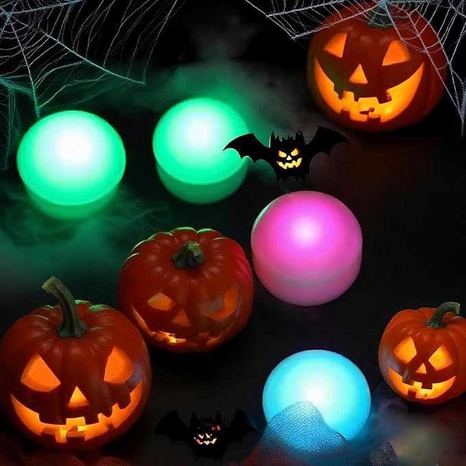 2 PCS Color Changing Halloween LED Pumpkin Candle Lights with Remote and Timer Battery Operated Colored Flameless Candle Set Bulk for Jack-O-Lantern Décor Halloween Party Home Spooky Decorations