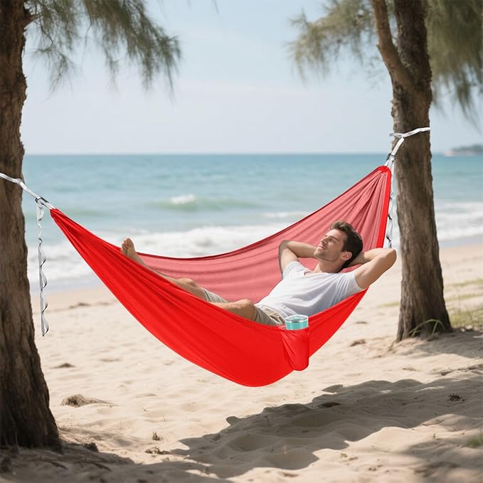 Red 330lb Capacity Hammocks with Hanging Rope Fabric Hammock for Outside Beach Patio Garden hamacas para Deck