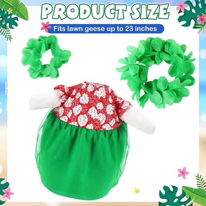 Bikini Porch Goose Outfits with Sunglasses and Swimming Tube for 23" Summer Goose Costume Garden Patio Statue Decor(Hawaii Girl)