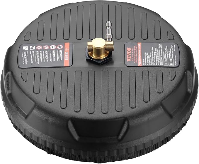 VEVOR 15 Inch Pressure Washer Surface Cleaner, 4000 PSI Universal Power Washer Accessory with 2 Extension Wands and 1/4 Inch Quick Connect, Concrete Cleaner for Driveway, Patio, Floor Cleaning