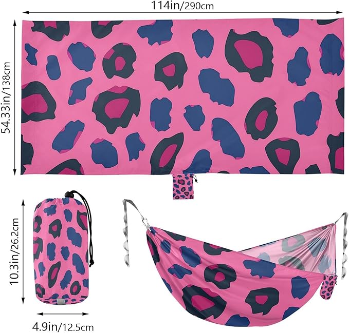 Pink Leopard Print 330lb Capacity Outdoor Hammock Indoor Hammock for Outside Patio Garden amacas para patios con Base de adultos
