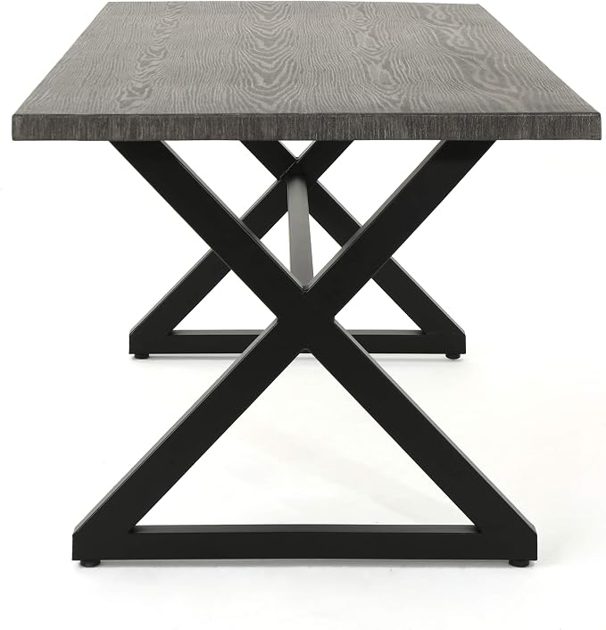 Christopher Knight Home Rolando Outdoor Aluminum Dining Table with Steel Frame, Grey / Black