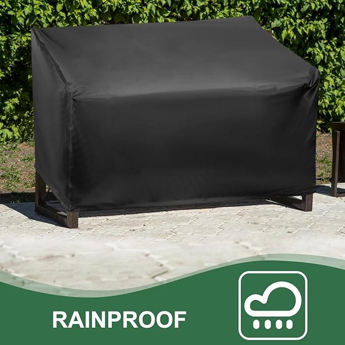 PATIKIL Outdoor Bench Cover, 210D Oxford Heavy Duty Waterproof Patio Furniture Covers for Garden Sofa Chair Table Zero Gravity, 53"L x 26"W x 35"T, Black