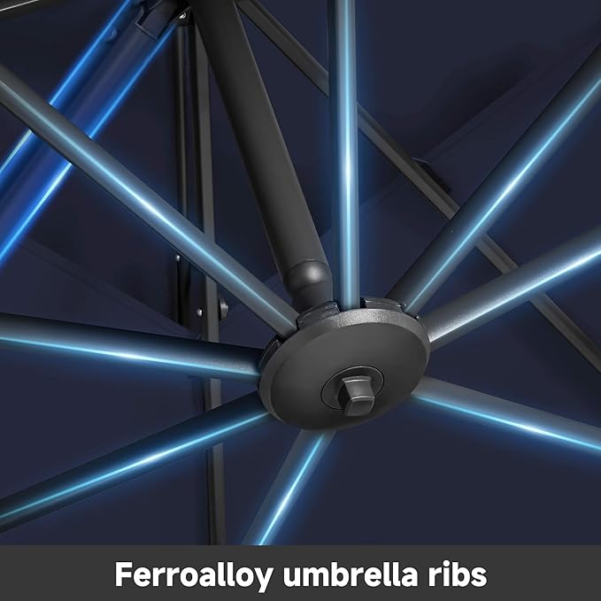 FLAME&SHADE 10 X 10 FT Cantilever Patio Umbrella - Large Square Offset Umbrella Outdoor Patio with 360-Degree Rotation and 3-Year Fade Resistance Fabric for Deck Pool Backyard Garden (Navy Blue)