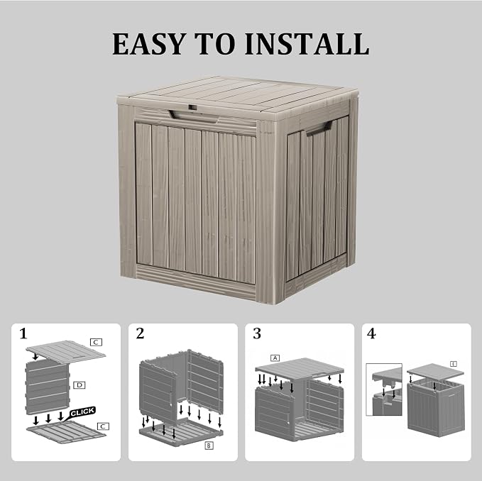 30 Gallon Resin Deck Box, Waterproof Outdoor Storage Box for Patio Furniture Accessories, Garden Tools, Indoor Storage for Cushion, Grey