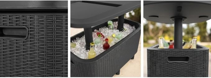 Bevy Bar 2-in-1 Pop-Up Table and Cooler, Outdoor Patio Bar with Built-in Ice Chest (Gray)