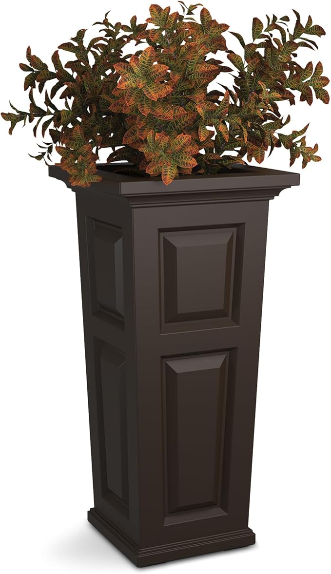 Mayne Nantucket 32-Inch Tall Planter – Self-Watering, Weather-Resistant Planter for Flowers – Durable Outdoor Design for Patio, Porch, or Entryway