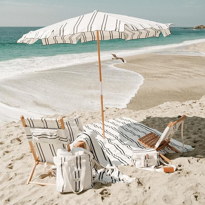 Business & Pleasure Co. Amalfi Umbrella - 7.2' Boho Beach Umbrella - Sturdy Yet Lightweight - UPF 50+ UV-Resistant Canvas