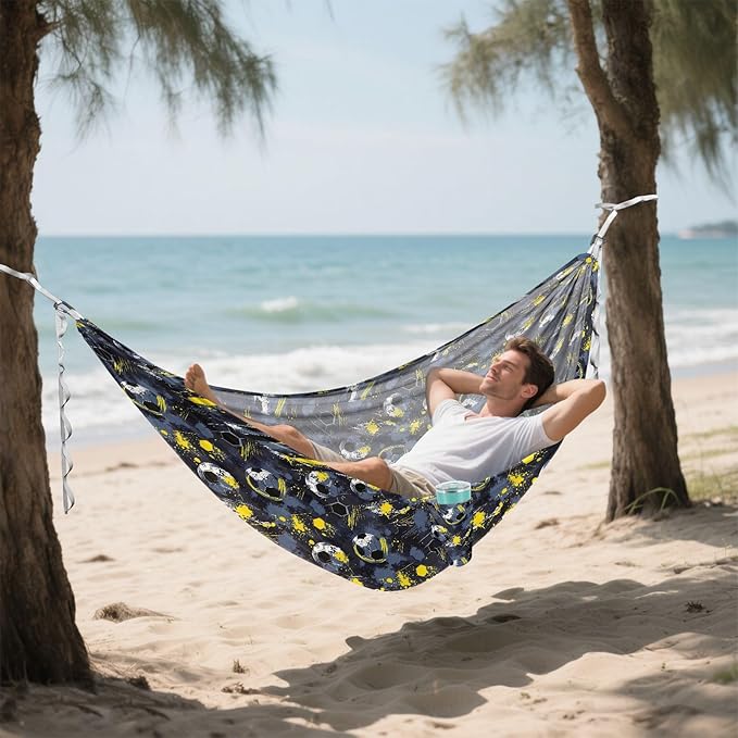 Camping Hammock Outdoor Hammocks for Outside Grunge Football Beach Trees Portable Lightweight with Pockets Tree Straps Indoor