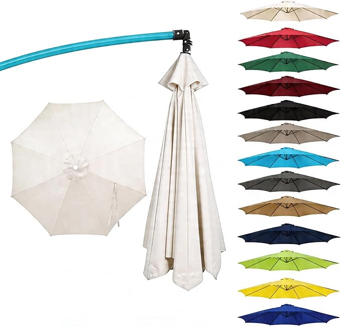 11FT Cantilever Patio Umbrella Replacement Canopy Outdoor Large Round 8 Ribs Length 64" to 66" (Canopy Only) Waterproof & UV