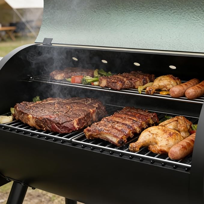 DAMNISS Pellet Smoker Grill Combo, 565 SQ.IN Cooking Area with PID Temperature Control (180-450°F) Electric BBQ Meat Grills & Smokers, Patio Backyard for Roast Outdoor